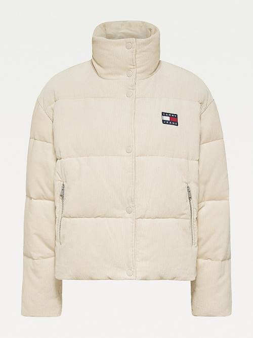 Tommy Hilfiger Corduroy Padded Puffer Kabát Női Bézs | TH470MJA