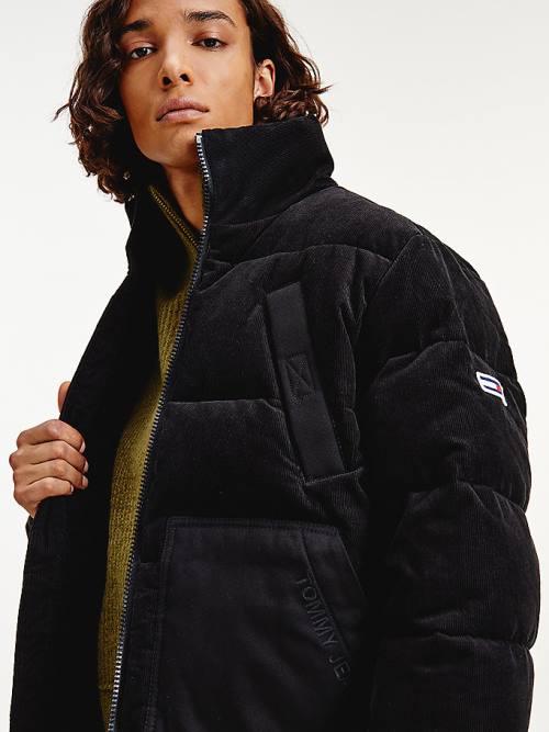 Tommy Hilfiger Corduroy Puffer Kabát Férfi Fekete | TH475HJP