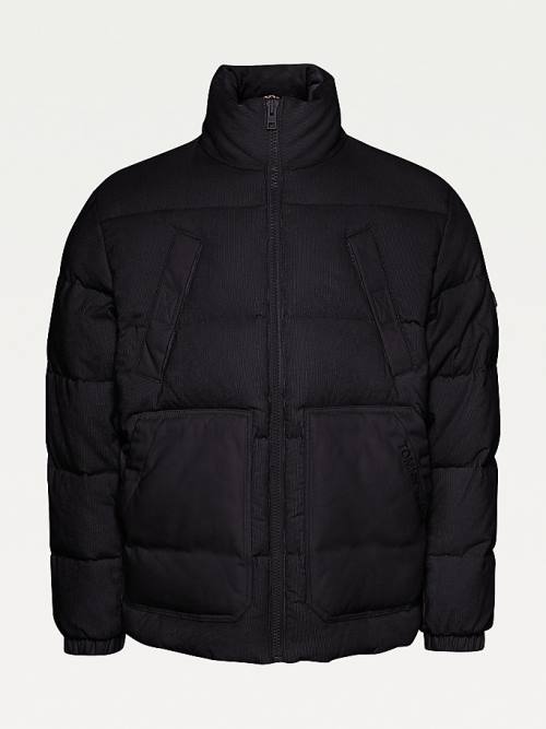 Tommy Hilfiger Corduroy Puffer Kabát Férfi Fekete | TH475HJP