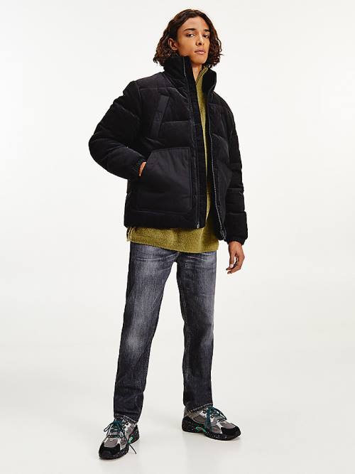 Tommy Hilfiger Corduroy Puffer Kabát Férfi Fekete | TH475HJP