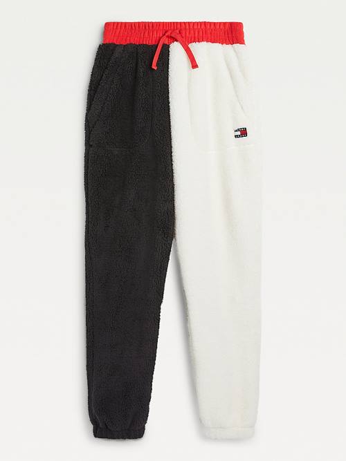 Tommy Hilfiger Cozy Tommy Badge Colour-Blocked Fleece Joggers Nadrág Női Piros | TH845UAJ