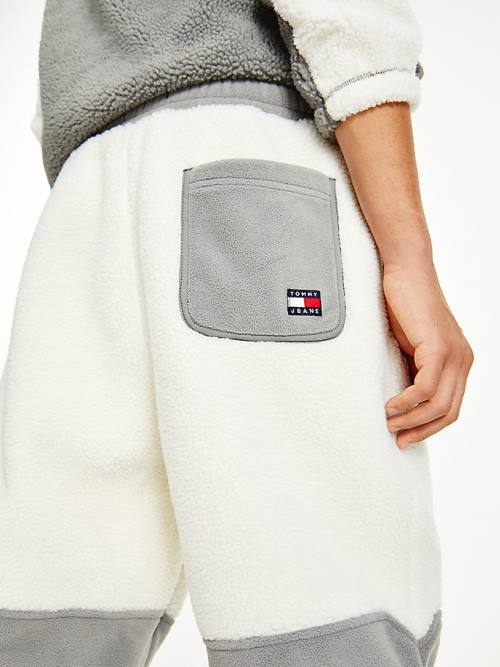 Tommy Hilfiger Cozy Tommy Badge Sherpa Fleece Joggers Nadrág Férfi Fehér | TH903XOI