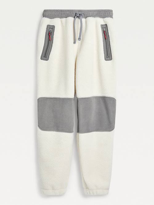 Tommy Hilfiger Cozy Tommy Badge Sherpa Fleece Joggers Nadrág Férfi Fehér | TH903XOI