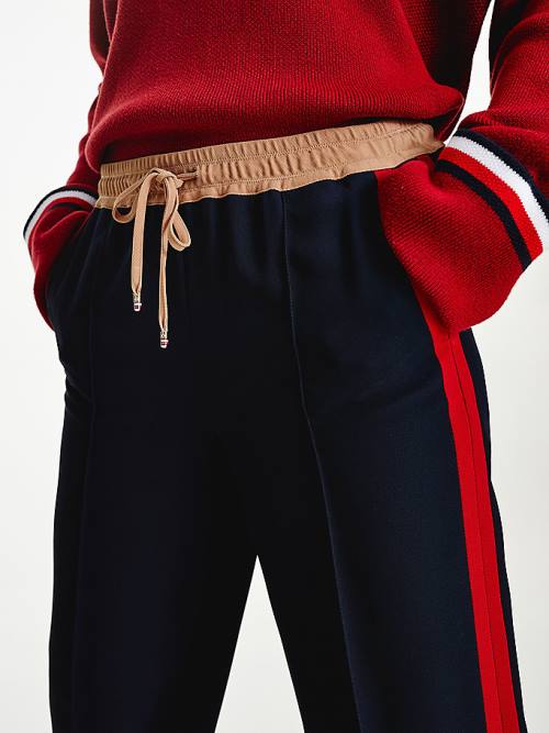 Tommy Hilfiger Crepe Colour-Blocked Drawstring Derekú Nadrág Női Kék | TH651TAY