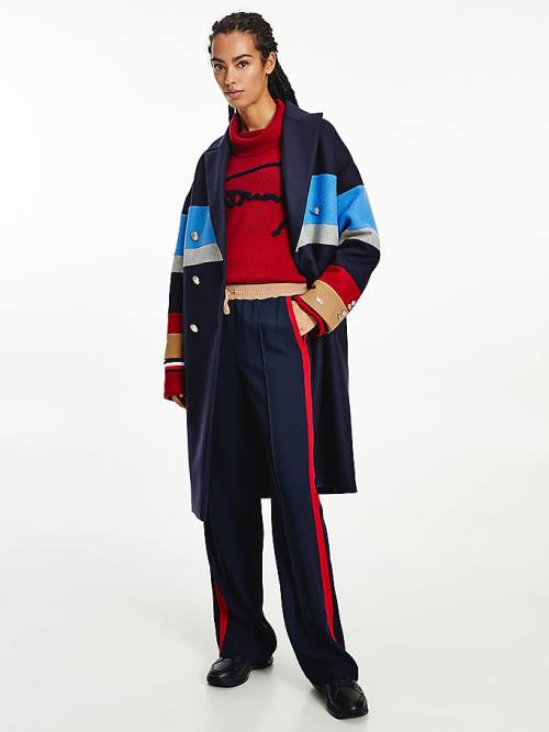 Tommy Hilfiger Crepe Colour-Blocked Drawstring Derekú Nadrág Női Kék | TH651TAY