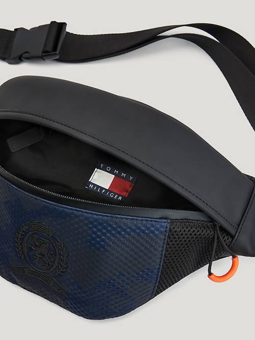 Tommy Hilfiger Crest Embroidery Crossbody Táska Férfi Fekete | TH906NSF