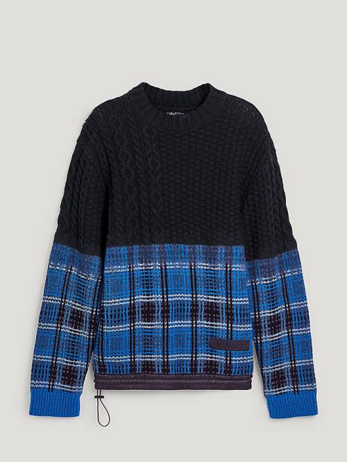 Tommy Hilfiger Crest Half Glen Check Jumper Pulóverek Férfi Fekete | TH104TDK