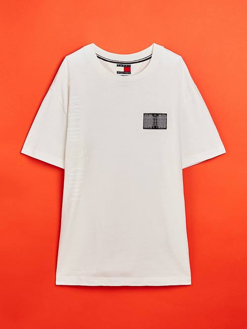 Tommy Hilfiger Crest Mono Anyagok Póló Férfi Fehér | TH572ZFO