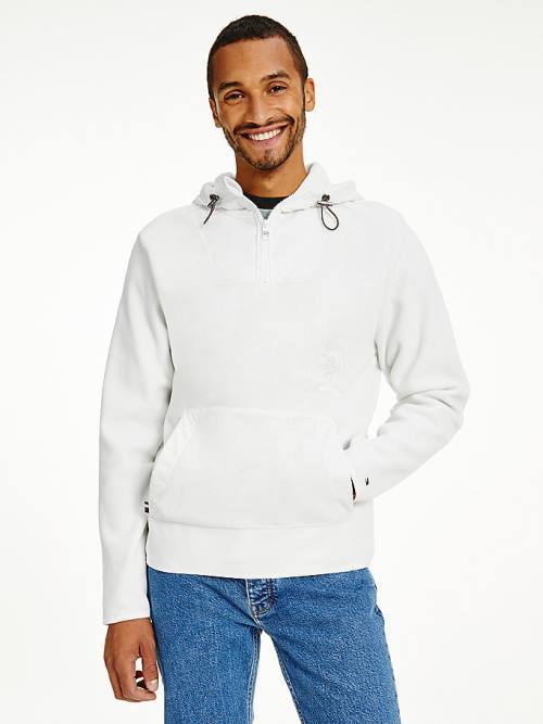 Tommy Hilfiger Crest Polar Fleece Relaxed Fit Kapucnis Pulóver Férfi Fehér | TH985JSA