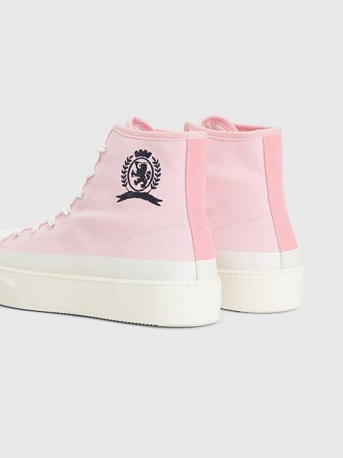 Tommy Hilfiger Crest Vászon High Top Tornacipő Férfi Rózsaszín | TH280MDA