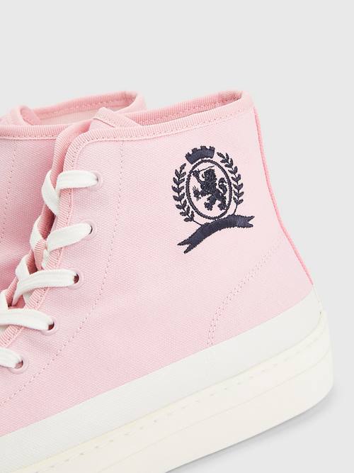 Tommy Hilfiger Crest Vászon High Top Tornacipő Férfi Rózsaszín | TH280MDA