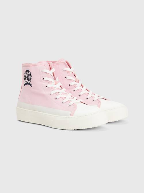 Tommy Hilfiger Crest Vászon High Top Tornacipő Férfi Rózsaszín | TH280MDA