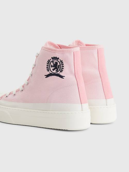 Tommy Hilfiger Crest Vászon High Top Tornacipő Női Rózsaszín | TH591XHK