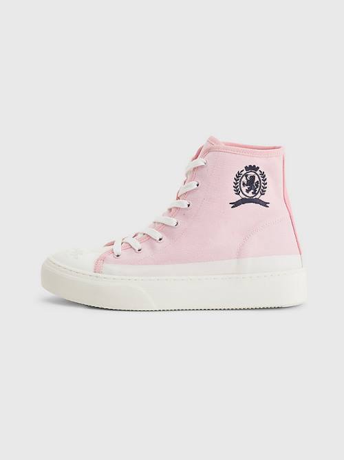 Tommy Hilfiger Crest Vászon High Top Tornacipő Női Rózsaszín | TH591XHK