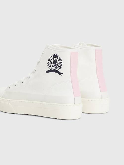 Tommy Hilfiger Crest Vászon High Top Tornacipő Női Fehér | TH726XIF