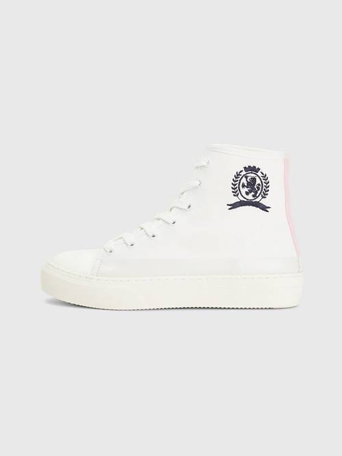 Tommy Hilfiger Crest Vászon High Top Tornacipő Női Fehér | TH726XIF