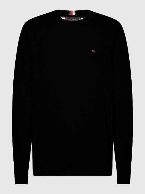 Tommy Hilfiger Crew Neck Jumper Pulóverek Férfi Fekete | TH029FXY