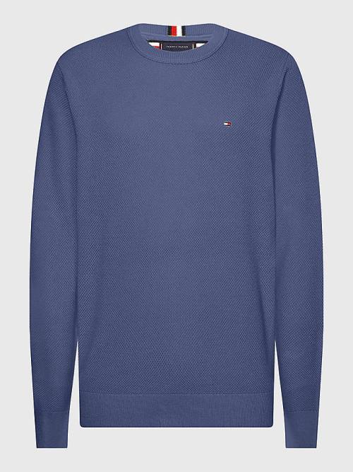 Tommy Hilfiger Crew Neck Jumper Pulóverek Férfi Kék | TH134YDU