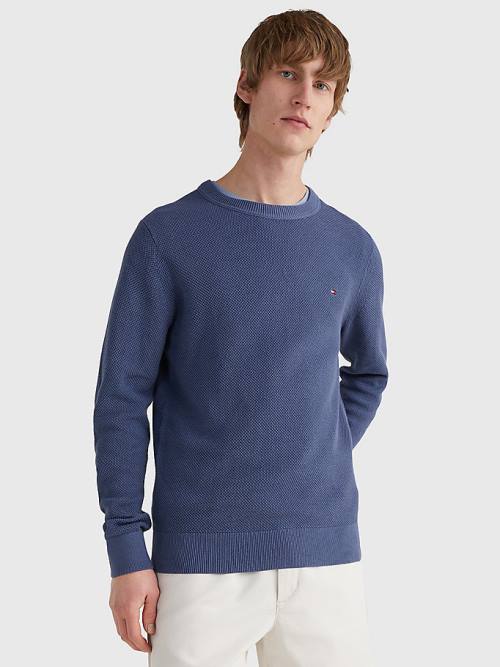 Tommy Hilfiger Crew Neck Jumper Pulóverek Férfi Kék | TH134YDU