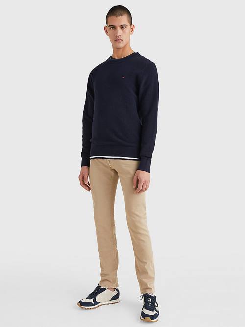 Tommy Hilfiger Crew Neck Jumper Pulóverek Férfi Kék | TH351VNG