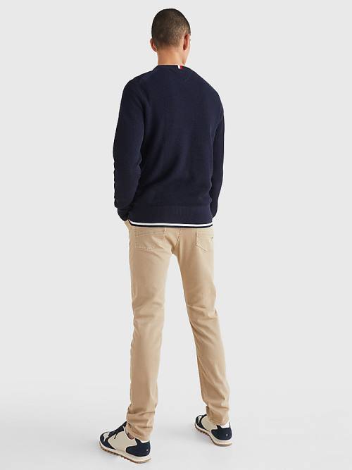 Tommy Hilfiger Crew Neck Jumper Pulóverek Férfi Kék | TH351VNG