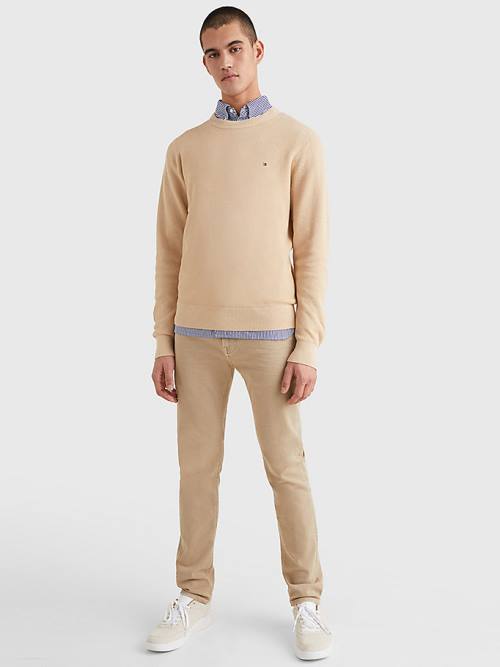 Tommy Hilfiger Crew Neck Jumper Pulóverek Férfi Bézs | TH390RDS