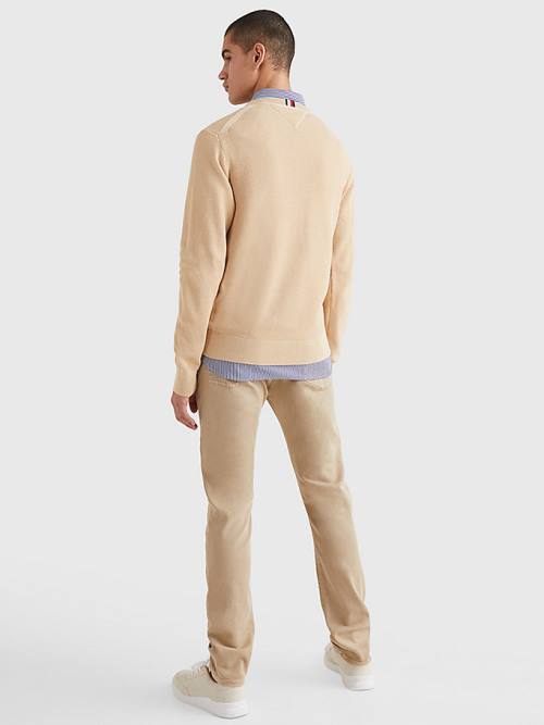 Tommy Hilfiger Crew Neck Jumper Pulóverek Férfi Bézs | TH390RDS