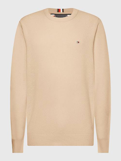 Tommy Hilfiger Crew Neck Jumper Pulóverek Férfi Bézs | TH390RDS