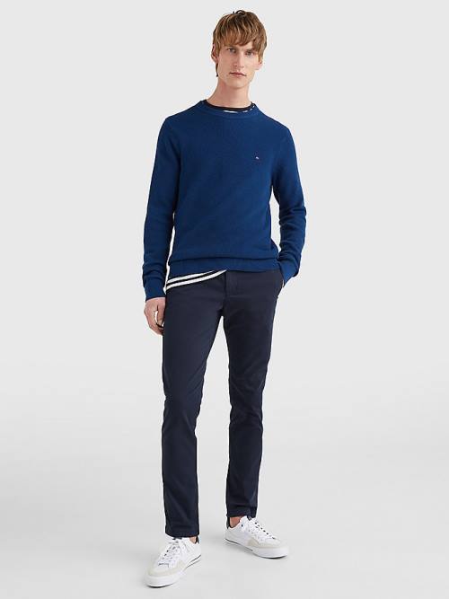 Tommy Hilfiger Crew Neck Jumper Pulóverek Férfi Kék | TH670CJK