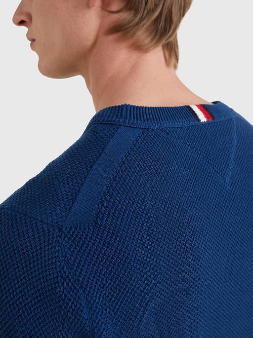 Tommy Hilfiger Crew Neck Jumper Pulóverek Férfi Kék | TH670CJK