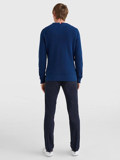 Tommy Hilfiger Crew Neck Jumper Pulóverek Férfi Kék | TH670CJK