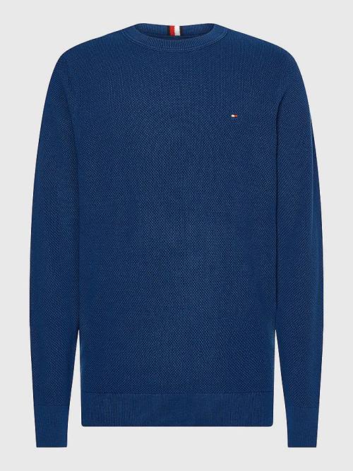 Tommy Hilfiger Crew Neck Jumper Pulóverek Férfi Kék | TH670CJK