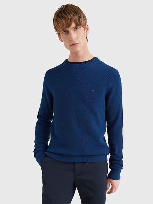 Tommy Hilfiger Crew Neck Jumper Pulóverek Férfi Kék | TH670CJK