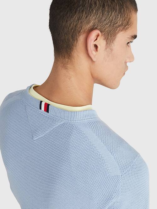 Tommy Hilfiger Crew Neck Jumper Pulóverek Férfi Kék | TH683WKA