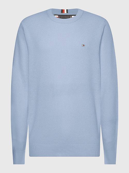 Tommy Hilfiger Crew Neck Jumper Pulóverek Férfi Kék | TH683WKA