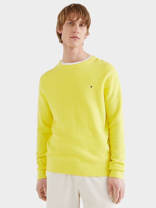 Tommy Hilfiger Crew Neck Jumper Pulóverek Férfi Sárga | TH916NZQ