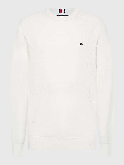 Tommy Hilfiger Crew Neck Jumper Pulóverek Férfi Fehér | TH953OPD