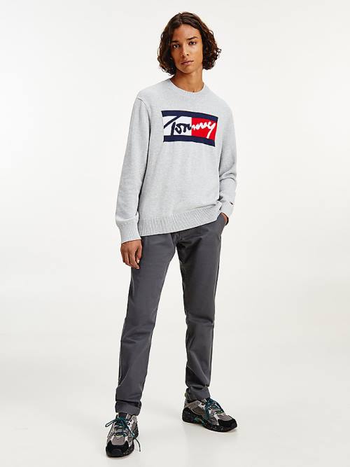 Tommy Hilfiger Crew Neck Relaxed Fit Jumper Pulóverek Férfi Szürke | TH265TOP