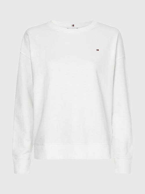 Tommy Hilfiger Crew Neck Relaxed Fit Pulóver Női Fehér | TH147KHM