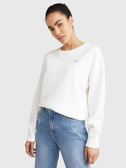 Tommy Hilfiger Crew Neck Relaxed Fit Pulóver Női Fehér | TH147KHM