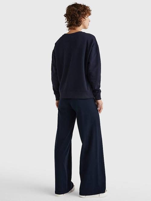 Tommy Hilfiger Crew Neck Relaxed Fit Pulóver Női Kék | TH367MRZ