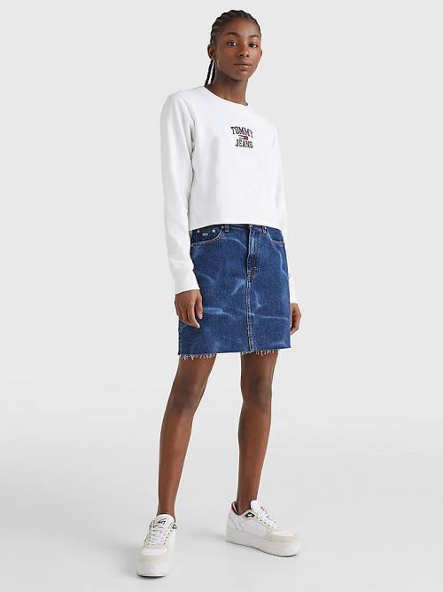 Tommy Hilfiger Cropped Logo Long Sleeve Póló Női Fehér | TH459BPC