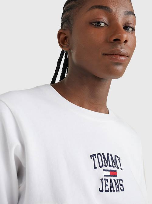 Tommy Hilfiger Cropped Logo Long Sleeve Póló Női Fehér | TH459BPC