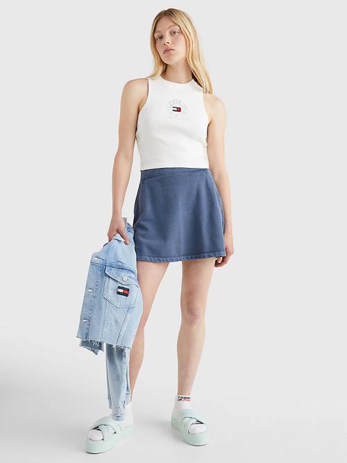 Tommy Hilfiger Cropped Logo Tank Top Póló Női Fehér | TH921XZF