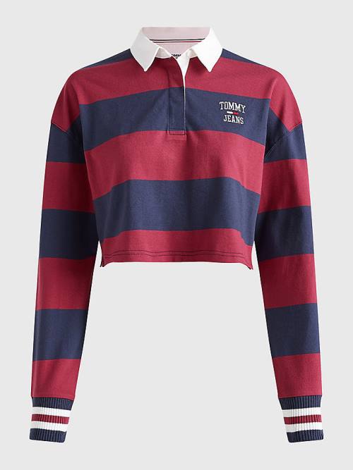 Tommy Hilfiger Cropped Organic Pamut Long Sleeve Póló Női Piros | TH817POZ