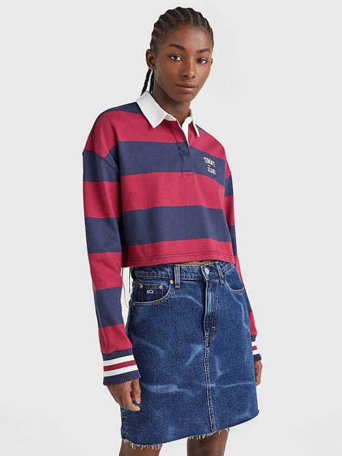 Tommy Hilfiger Cropped Organic Pamut Long Sleeve Póló Női Piros | TH817POZ