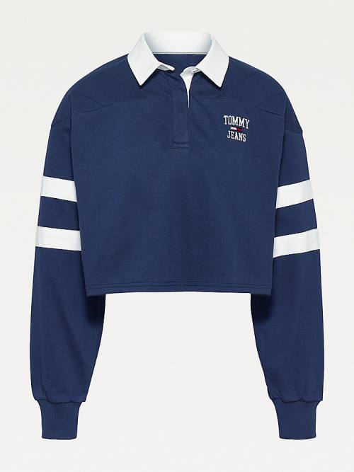 Tommy Hilfiger Cropped Rugby Póló Női Kék | TH793UBQ