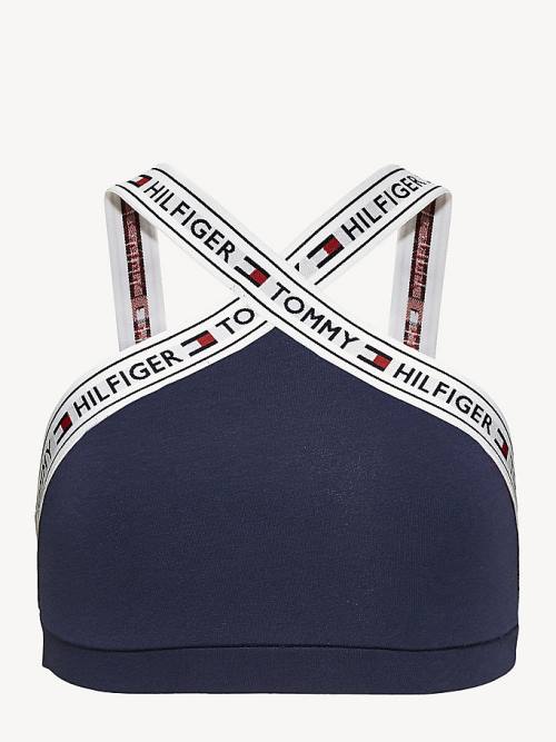 Tommy Hilfiger Crossover Stretch Pamut Bralette Fehérnemű Női Kék | TH320AQD