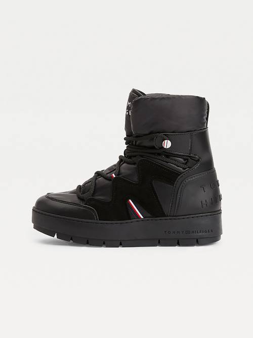 Tommy Hilfiger Csipke-Up Snow Bakancs Női Fekete | TH902SJE