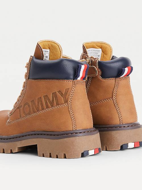 Tommy Hilfiger Csipke-Up Takarított Sole Ankle Booties Bakancs Fiú Sárga | TH178YKL